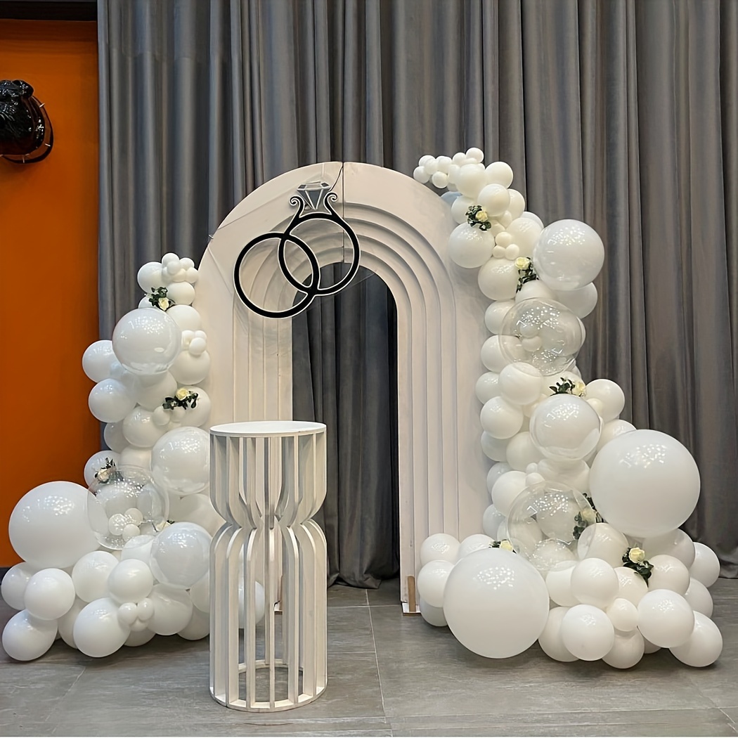 

White Balloon Garland Arch Kit 116pcs - Mzyilinger Latex Balloons In Various Sizes (18/12/10/5 Inches) For Birthday, Graduation, Wedding, Shower, Anniversary Party Decorations