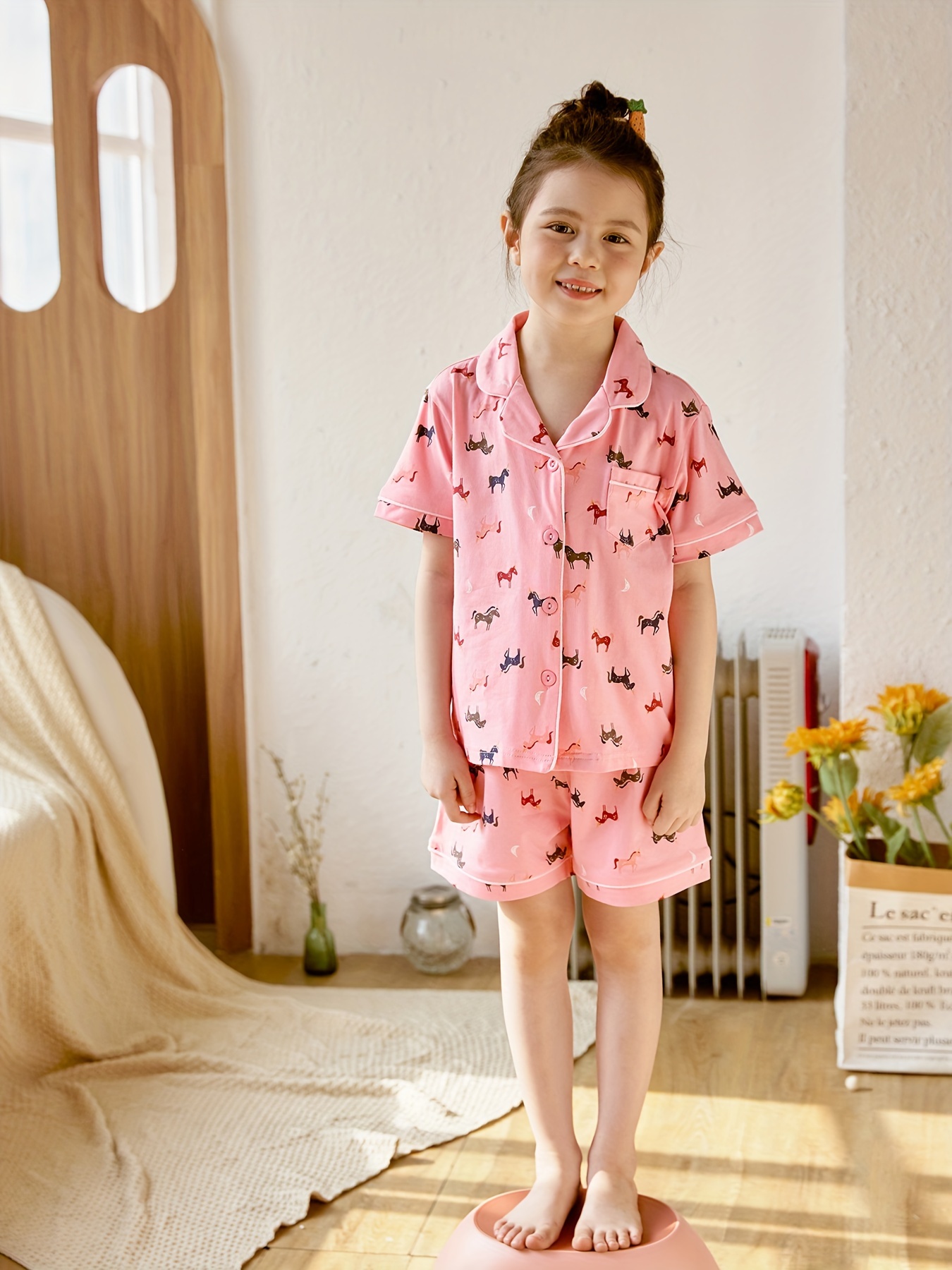 2PCS Womens Floral Pajamas Pyjamas Sleepwear T-Shirt Tops Pants Lounge Wear  Set