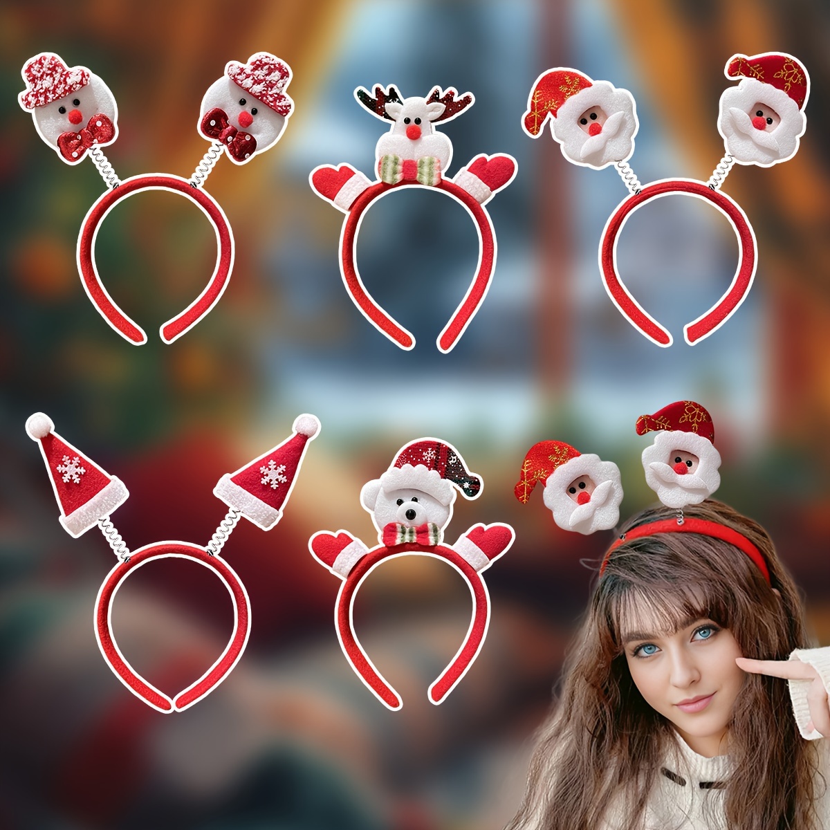 

2/5pcs Christmas Headband Set For , Hairbands & Santa, , Matching Up Accessories For