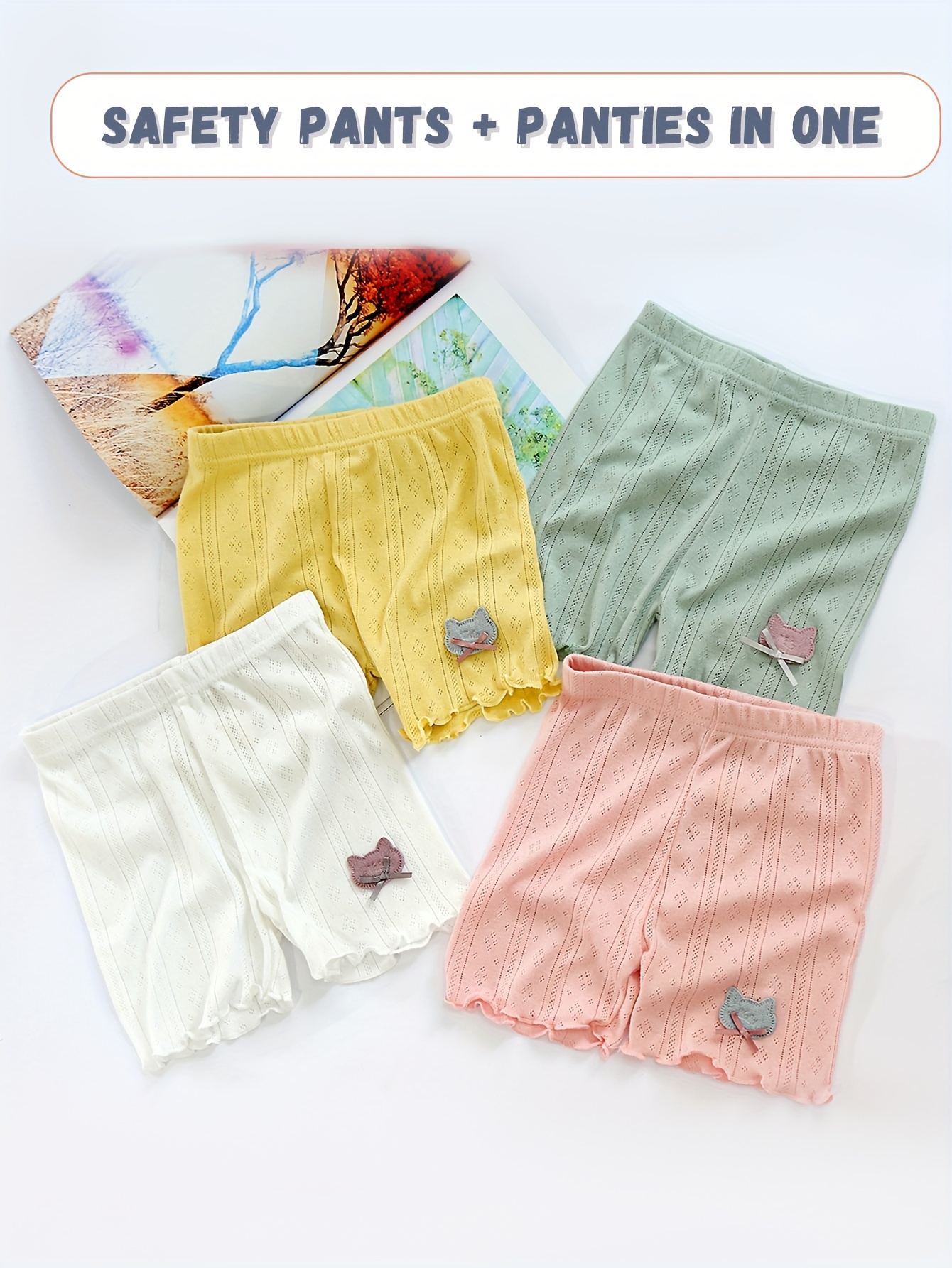 Girl's Breathable Boy Shorts Cat Patched Cotton Underwear - Temu