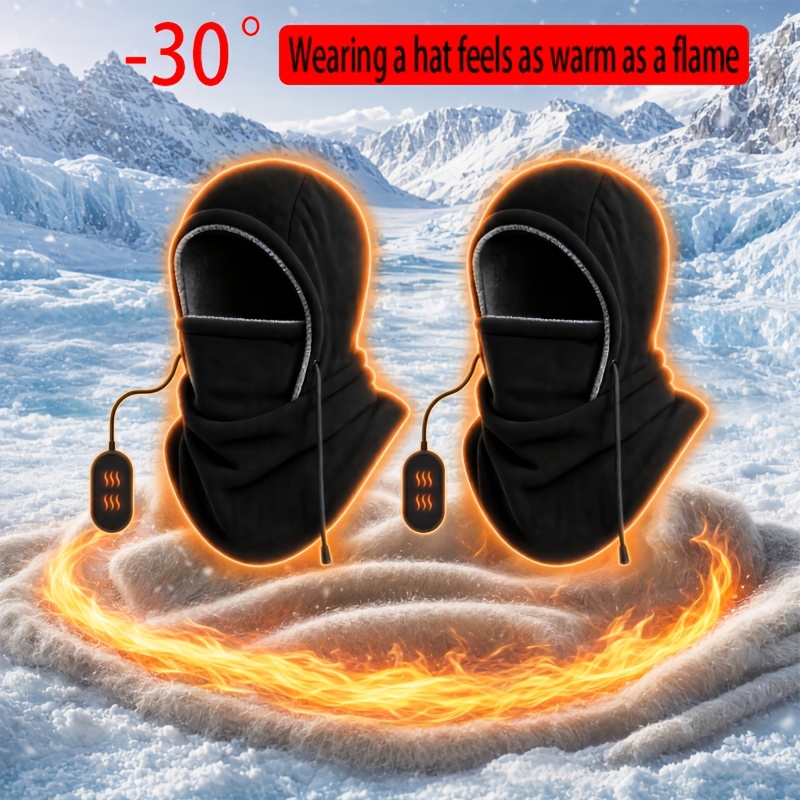 TEMU 2pcs Winter Hats For Men, Thermal Balaclava Windproof Cold Weather Ski Hood For Outdoor Sports Skiing Snowboarding Motorcycle Cycling Running,