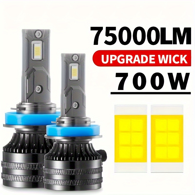 

2pcs Led Headlight & Fog Light Bulbs H4 H7 H11 H, 75000lm 6000k White, 3570-6 Chip Car, For , For Vehicles, Headlights For Cars 9005 9006