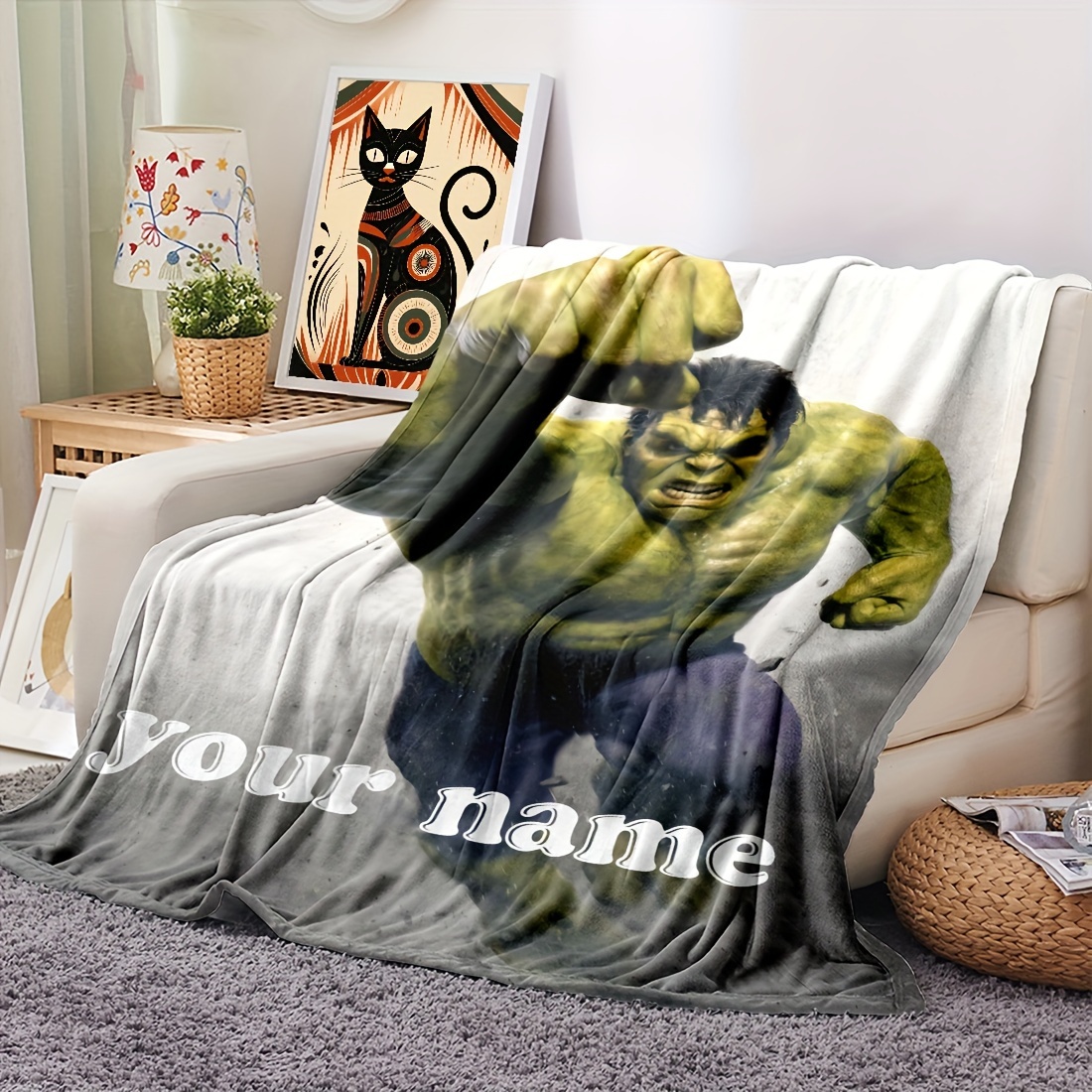 

1pc Personalized Fleece Blanket - , , , , Knitted, , Bedding For Sofa, Bed - Christmas