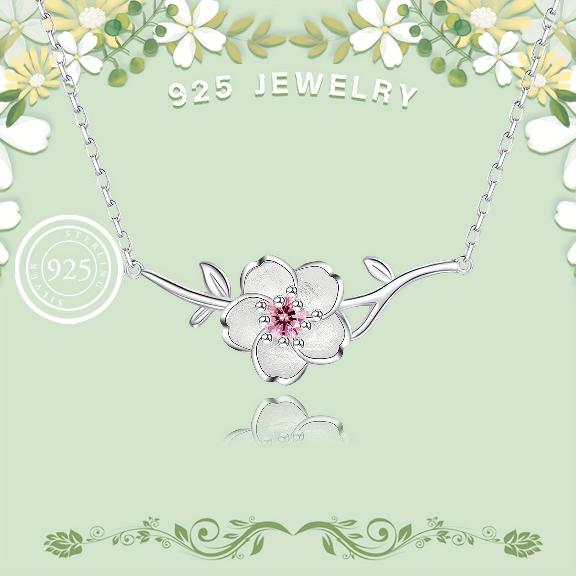 

Elegant 925 Sterling Silver Peach Blossom Necklace, 18k Golden Plated, Cute Pendant With Pink Purple Synthetic Zirconia, Romantic Branch Design For Women, Ideal For Daily & Banquet