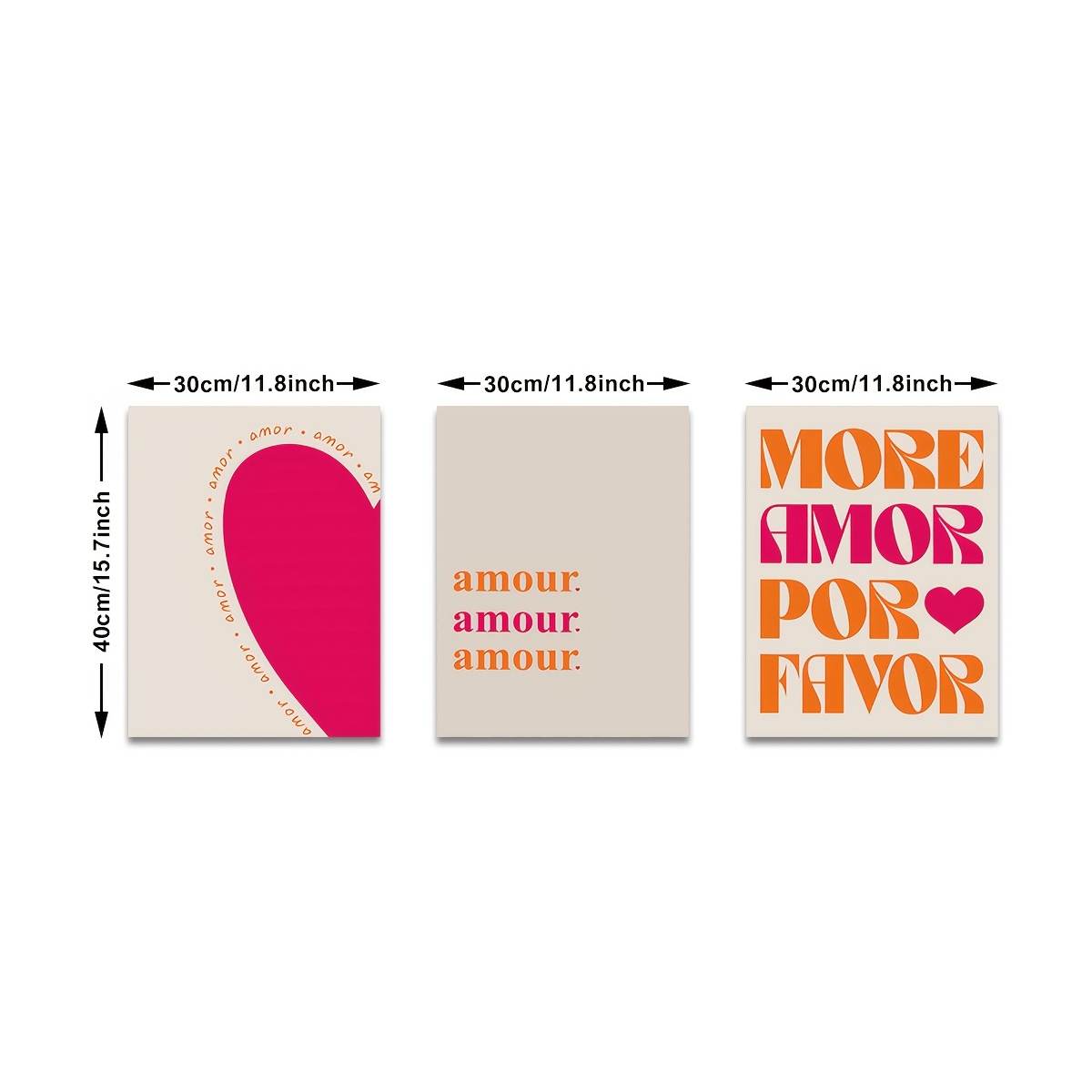 E-shop 3er-Set Rahmenlose Leinwandposter, Minimalistische Kunst, Romantische Liebeskunst, Mehr Amor Druck, Wandkunst Leinwandgemälde, Schlafzimmer