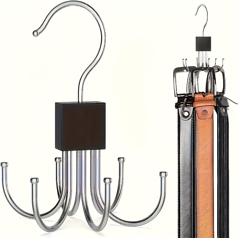 

Multifunctional Large Capacity Rotating For Belts, Bras, Vests, Ties, And Scarves - Stainless Steel Hooks - Fashionable Closet Organizer, Waist Belt Rack