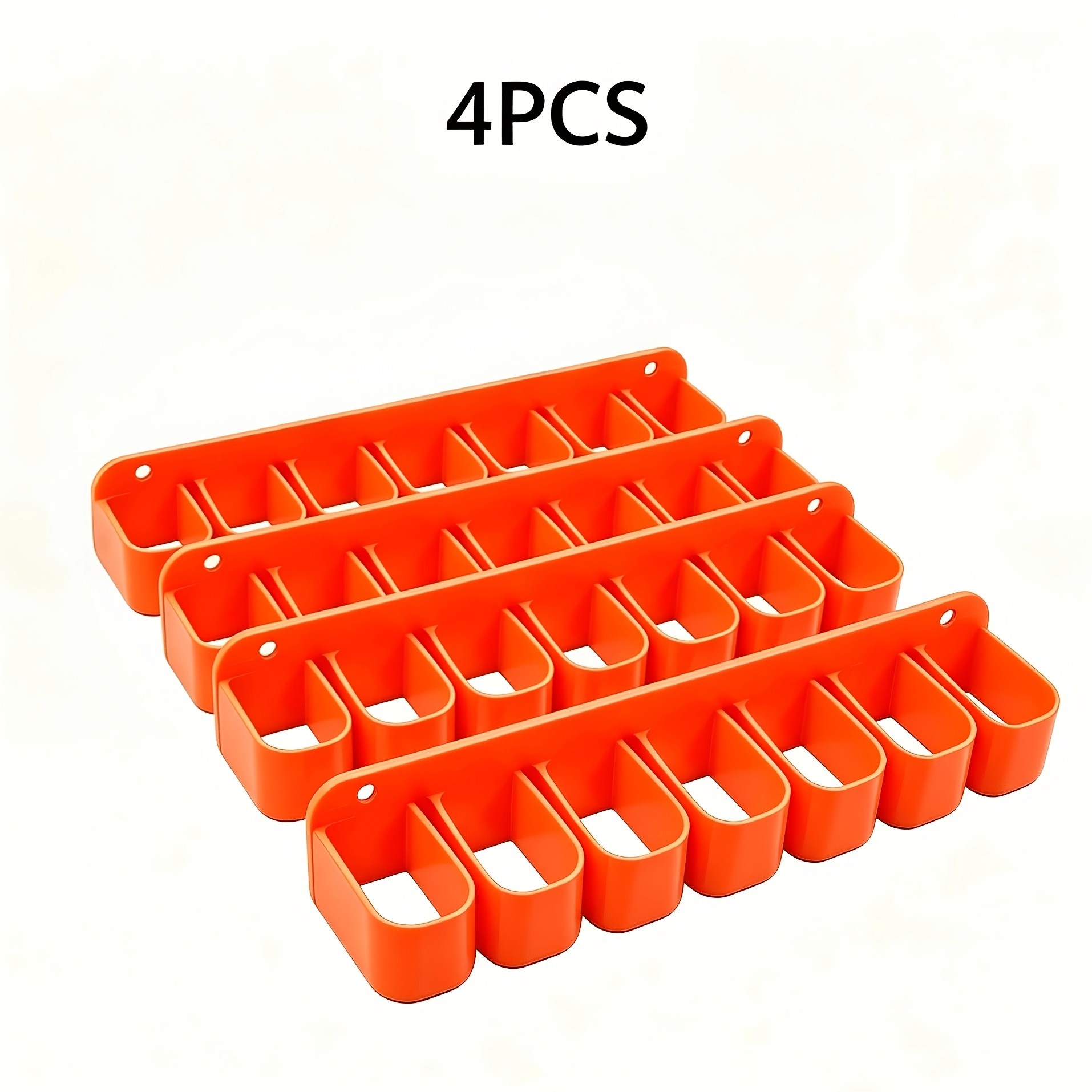 TEMU 4pcs Orange 7-slot Wall-mounted Screwdriver And Pliers Storage Rack, Compatible With Garage Tool Sorting Rack, Suitable For , Sheds, Homes,