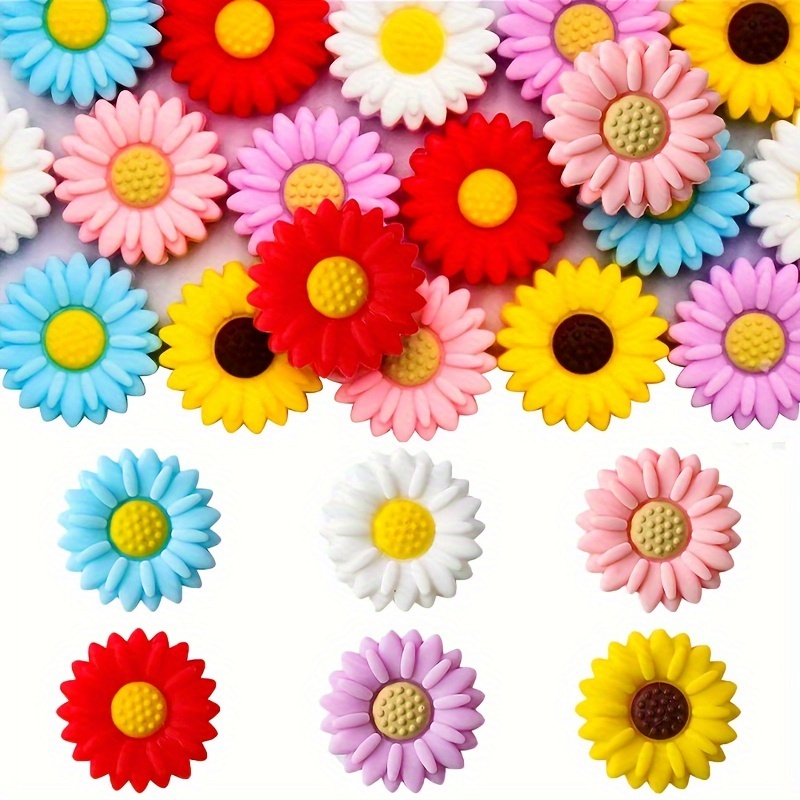 

12pcs 20mm Daisy Silicone Beads - , Keychains, Bracelets & Craft Projects