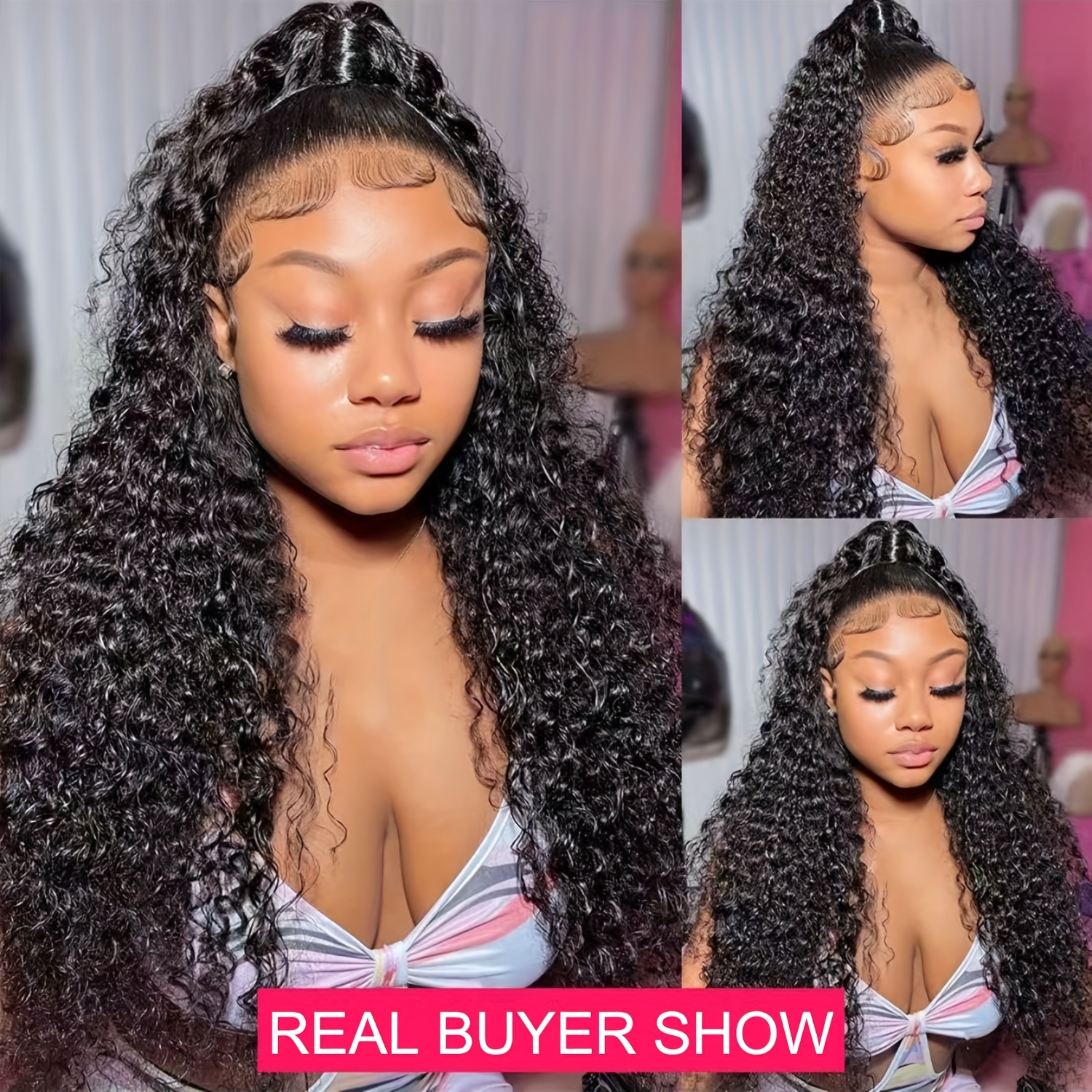 150 density deep wave lace front wig 13x4 hd transparent human hair wig for women with baby hair natural look elegant style suitable for all special occasion wig deep transparent lace design details 3