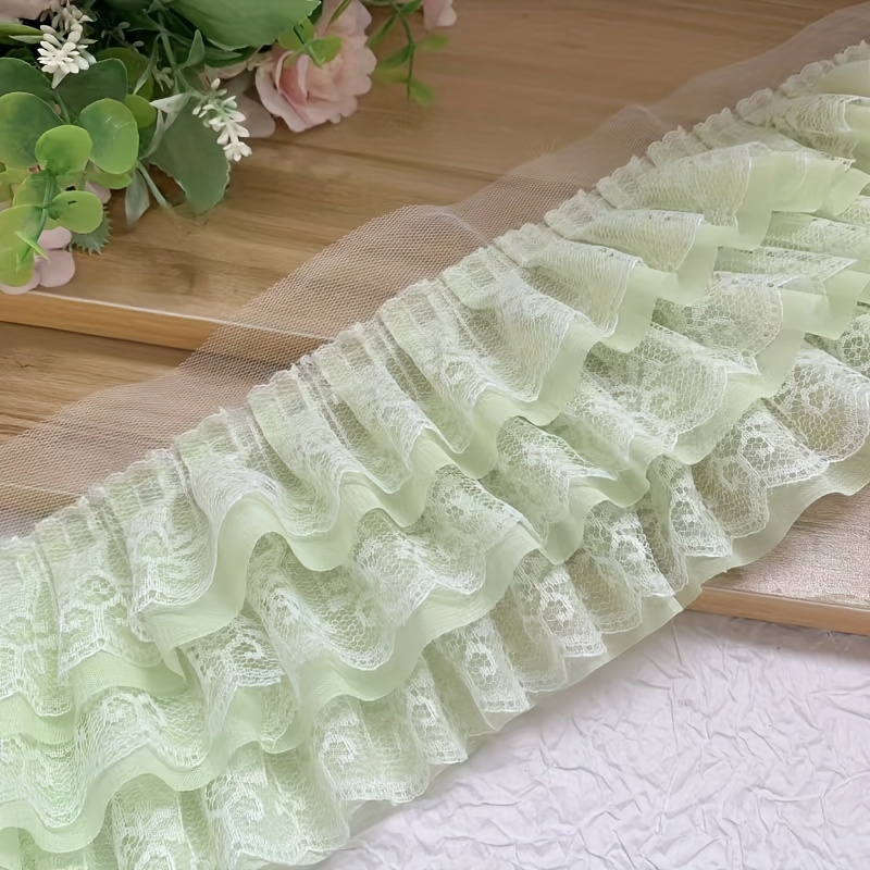 TEMU 1pc - Multicolor Three-layer Lace- Mesh Lace Fabric - Suitable For Skirts, Cuffs And Sewing Additions