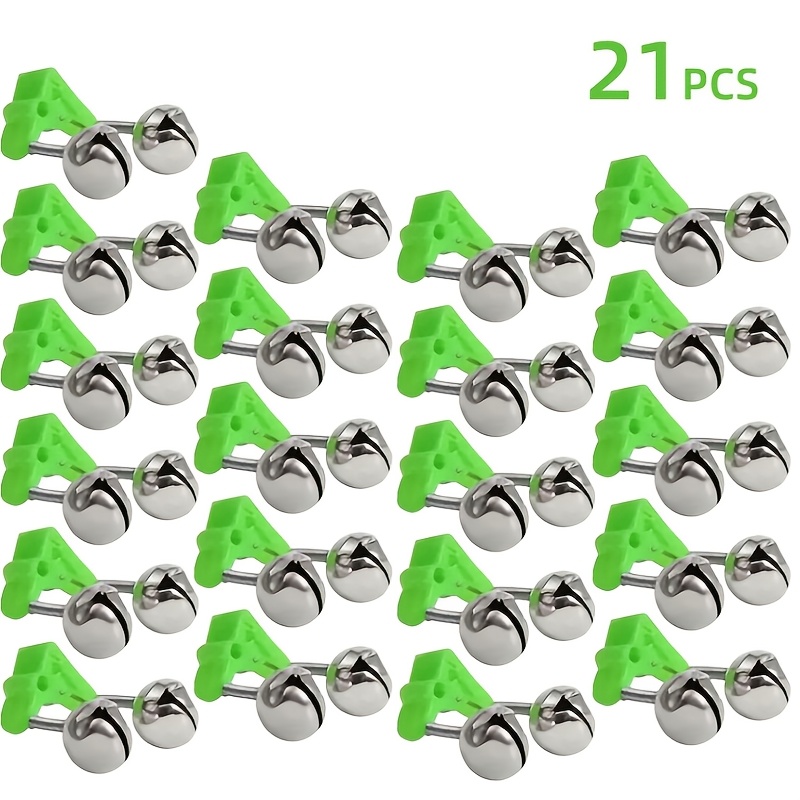 TEMU 4/21pcs Cloches de pêche à double action, Alarme haute , Clips anti-chute, Signaux de pêche de nuit et de canne, Cloches d'induction anti- et