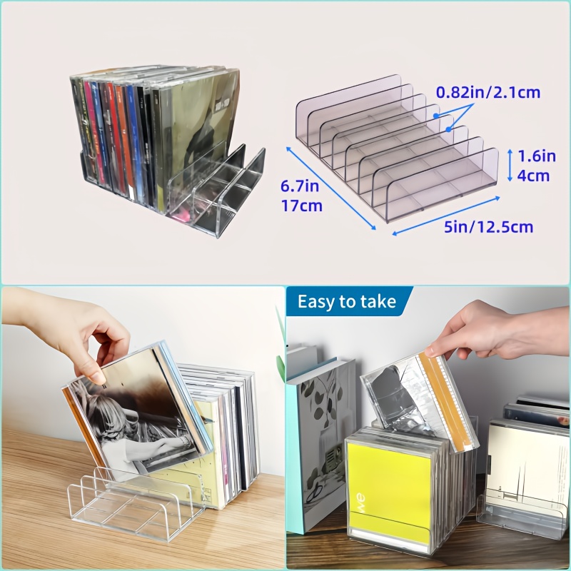 

1pc Cd/dvd Organizer Stand, Clear Pc , For , Display , For Holds 10 , For Desk/