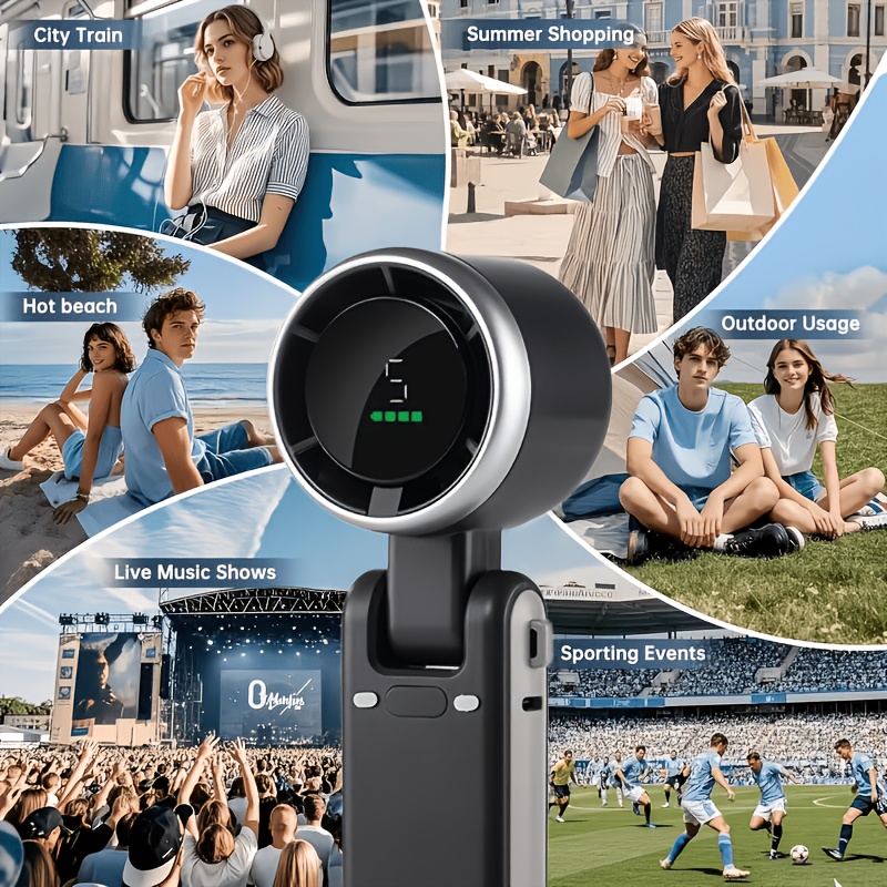 Portable Mini Handheld USB Rechargeable Fan Suitable for All Seasons, 5-Speed Adjustable Personal Cooling Fan with Smart LED Display, Quiet Operation & Long Battery Life, USB- for Travel,, Office, for and -the- Use