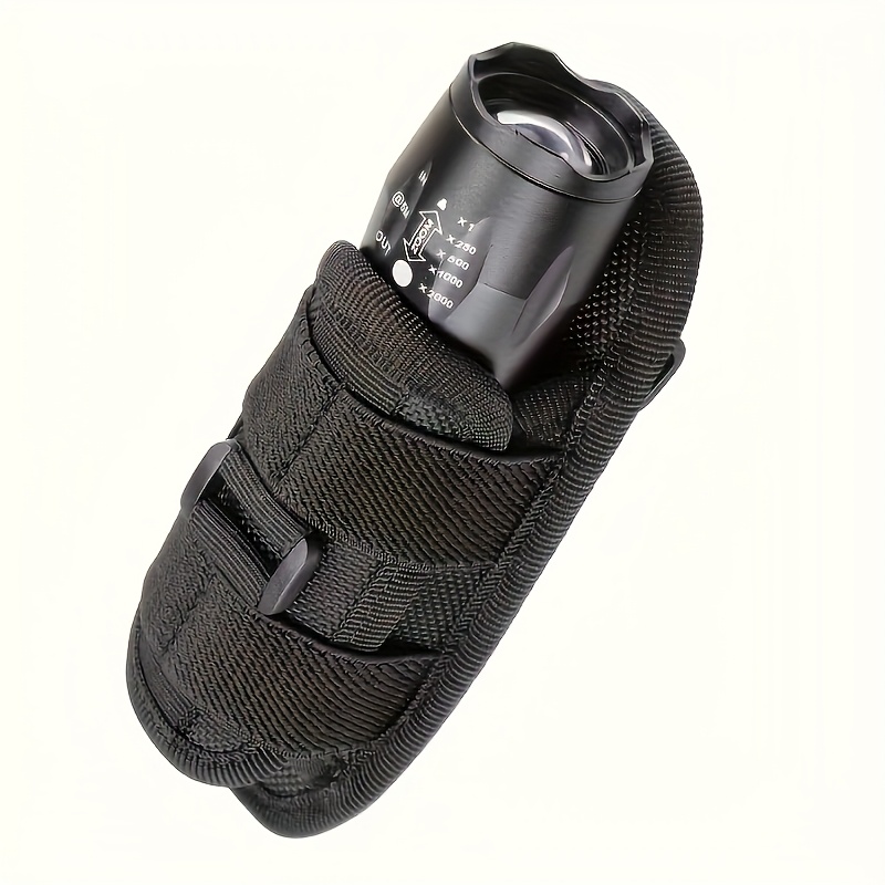 TEMU 360° Rotating Tactical Flashlight Holster With & Door - Heavy-duty Wear- Construction, Belt/holster Attachment, Compatible With Tactical