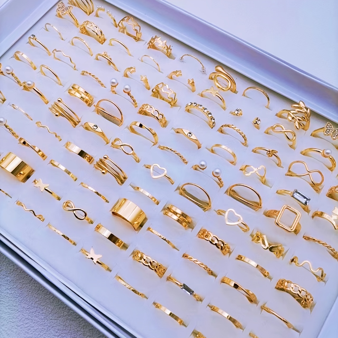 TEMU 25pcs Bohemian Elegant Women's Ring Set, Simple Bohemian Style, Fashion Rings, Suitable For Gifts, Parties, Wear, Mixed For Shipping