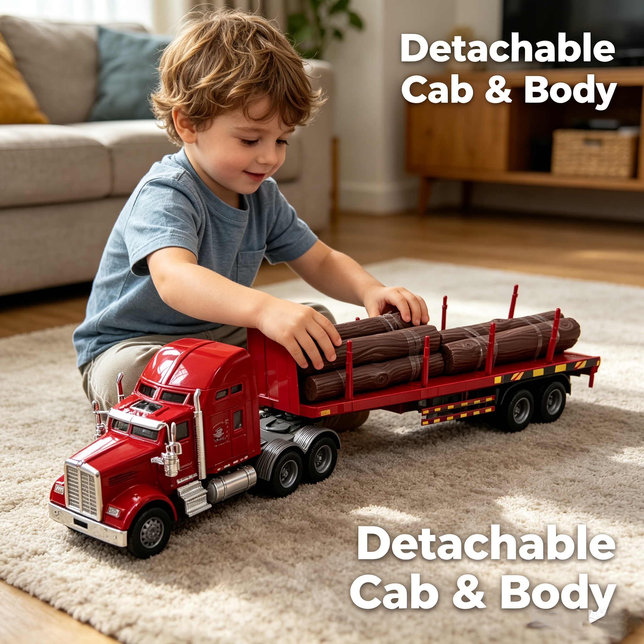 Heavy-Load Inertial Semi-Trailer Model Engineering Vehicle Toy