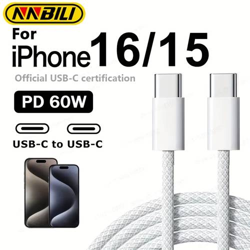 original pd 60w fast charger usb c to c type cable suitable for for iphone 15 16 17 pro charging suitable for samsung xiaomi cable
