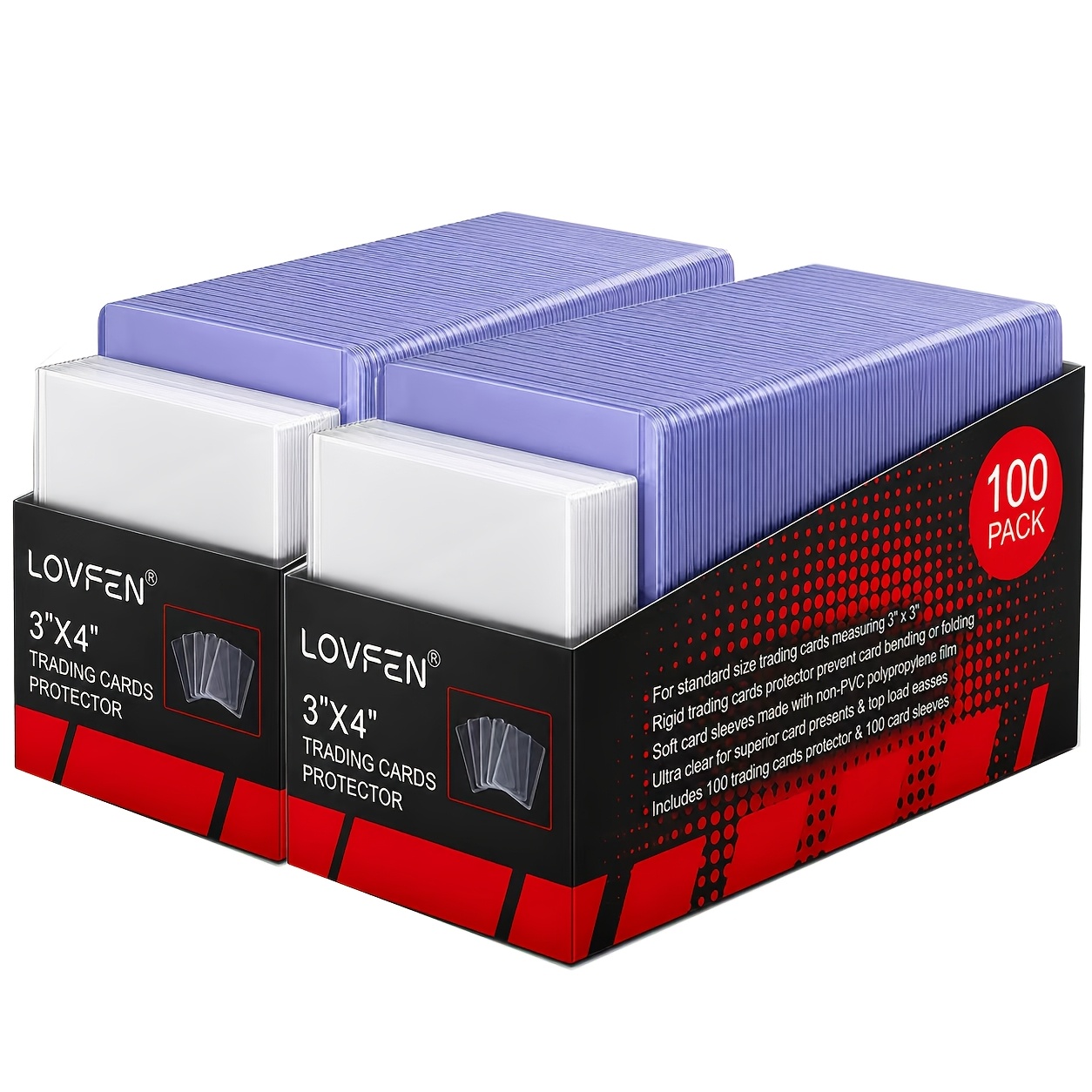 TEMU Lovfen 25/50/100/200/1000/2000 Ct 3"x4" Top For Cards - 35pt Premium Hard Plastic Card Protectors, Plastic Card Sleeves, For Trading Sports