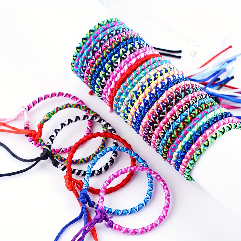 

Boho Elegant Adjustable Woven Rope Bracelets For Women – Multicolor Friendship Bracelet Pack, Daily Party Accessory, No Plating, Non-metallic – 10/20 Pieces/set