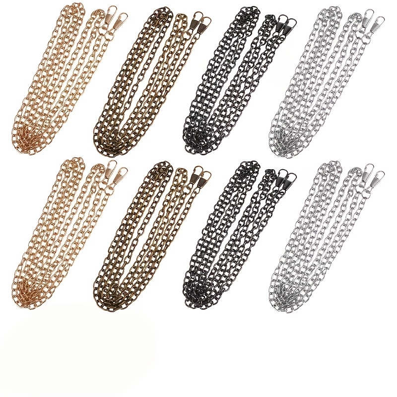 TEMU Lot de 8 chaînes de sac détachables de 120 cm, disponibles en 4 couleurs : pistolet, doré , blanc argenté. Convient pour sacs à main, sacs,