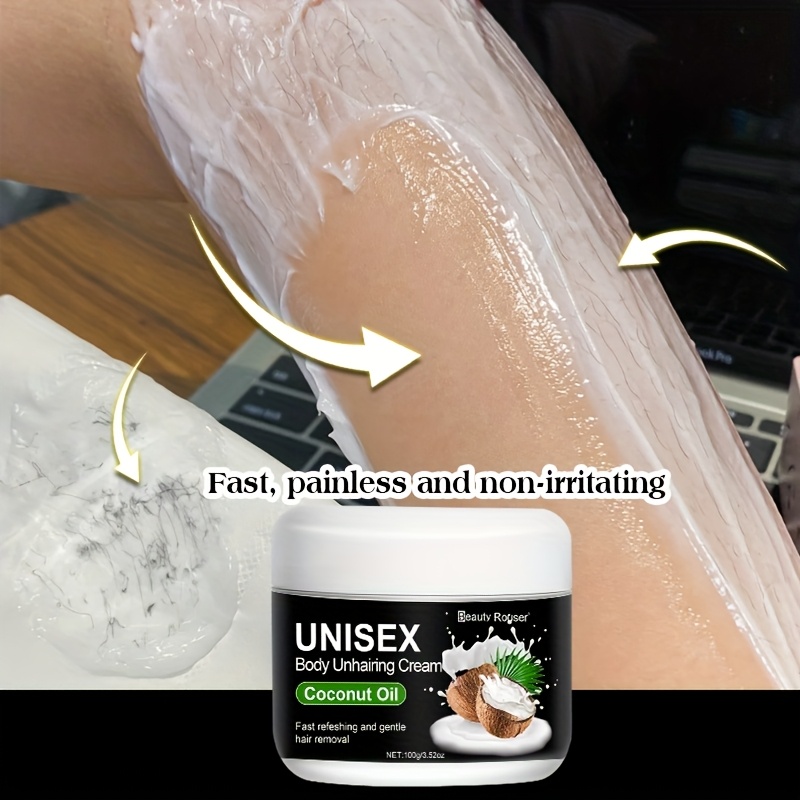100g Refreshing and Fast Hair Removal Cream, Gentle Easy to Remove Hair, Non-irritating, for Armpits, Hands and Legs Hair Removal. Contains Coconut Oil and Mint, Fast Depilatory Cream Suitable for All Skin Types.