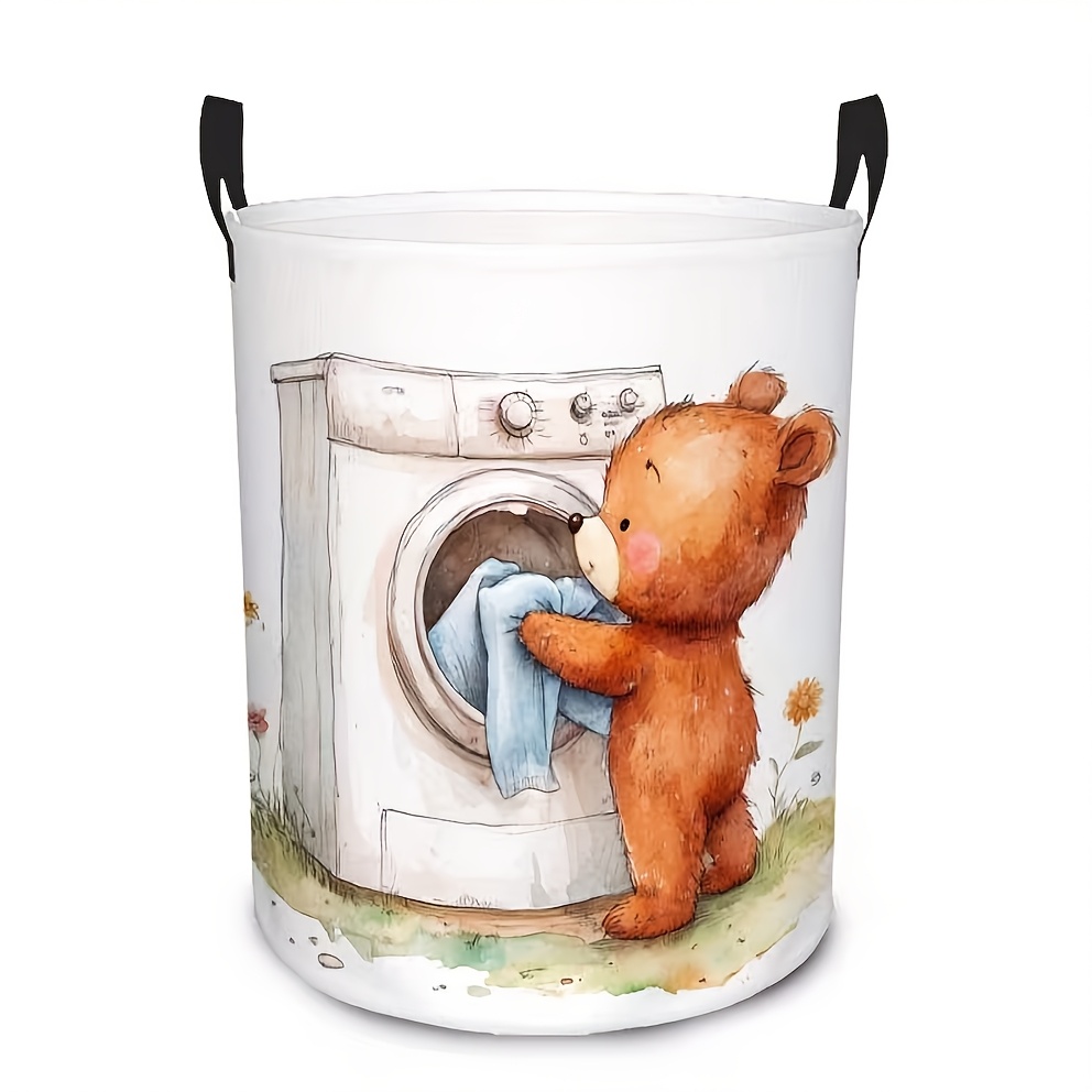 TEMU 1 pièce Grand panier à linge - Motif d' , poignée robuste, panier de rangement durable, convient pour de bain et de jeux - Panier à linge décoré
