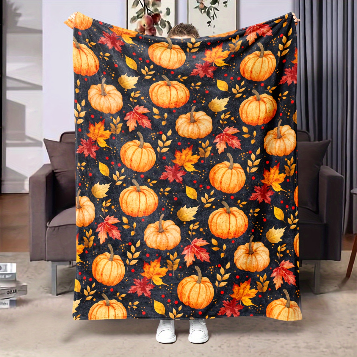 

Thanksgiving Pumpkin & Soft Throw Blanket - Large 70.8x86.6" | Cozy, Warm For Bed, Sofa, Office & Outdoor Camping