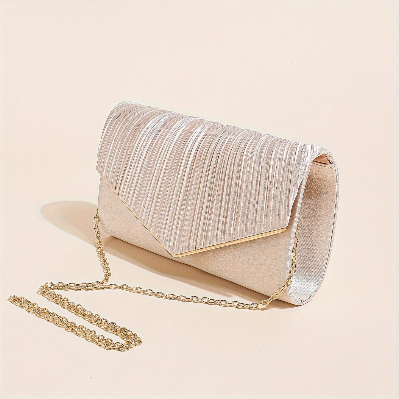 E-shop Elegante plissierte Abendtasche, einfarbige strukturierte Umschlag-Abendtasche, perfekte Clutch für Party, Hochzeit