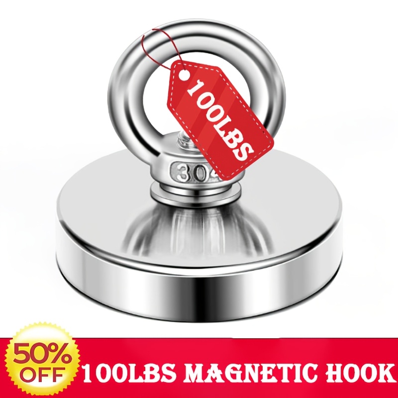 TEMU 36mm Heavy-duty Thimble Eye Magnetic Hook Combination Set - Magnetic Hook, Refrigerator Magnet, Round Magnet For Heavy-duty Use, Suitable For