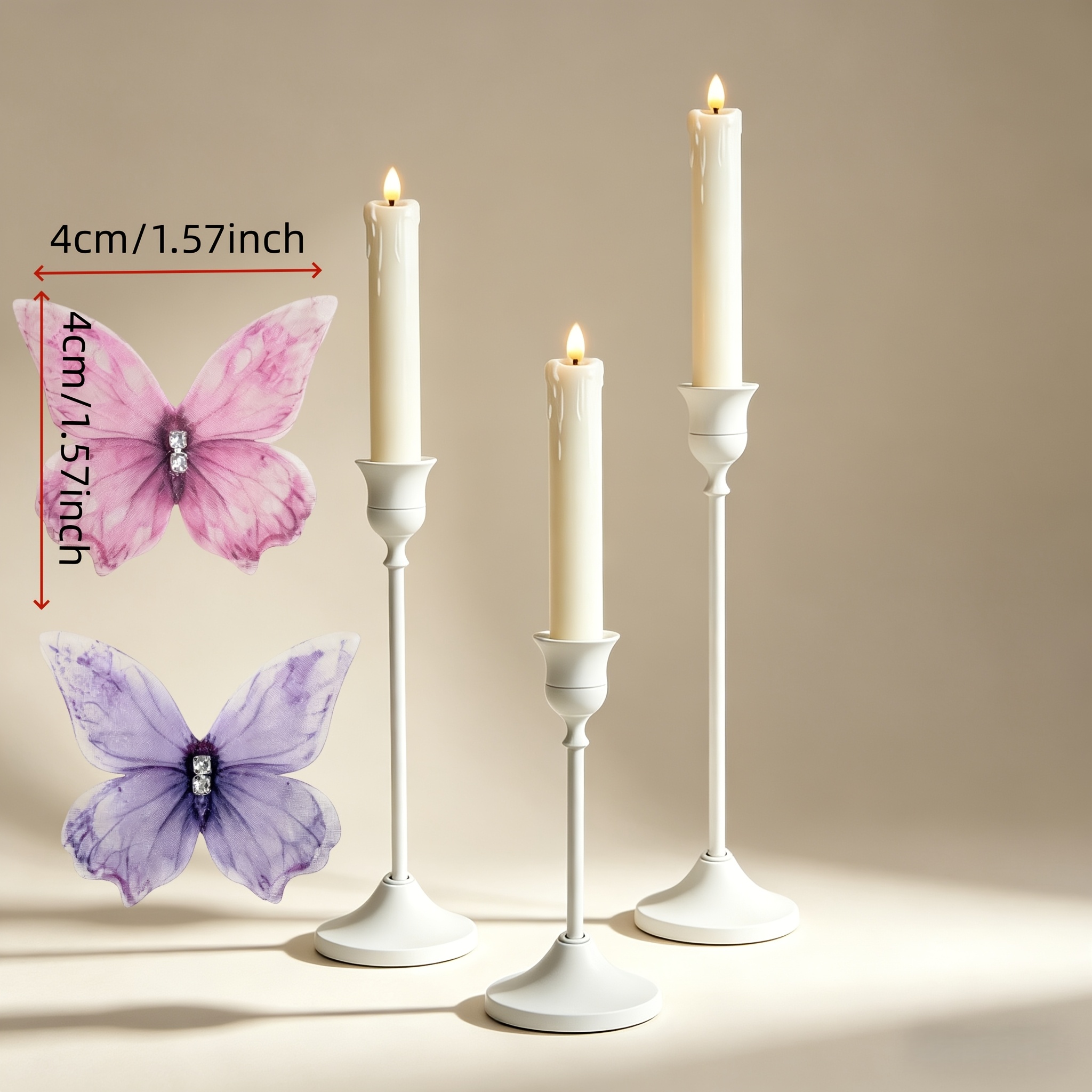 TEMU Set di 3 portacandele opachi con design a , rosa e viola con strass. un' con un'illuminazione soffusa, per matrimoni, feste di fidanzamento o