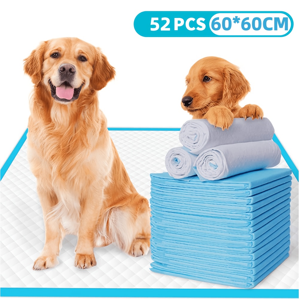 TEMU 52pcs/104pcs Pack 60x60cm Puppy Training Pads Suitable For Dogs, Thickened High Absorbent Leakproof Odor Eliminator Potty Diaper Pads With