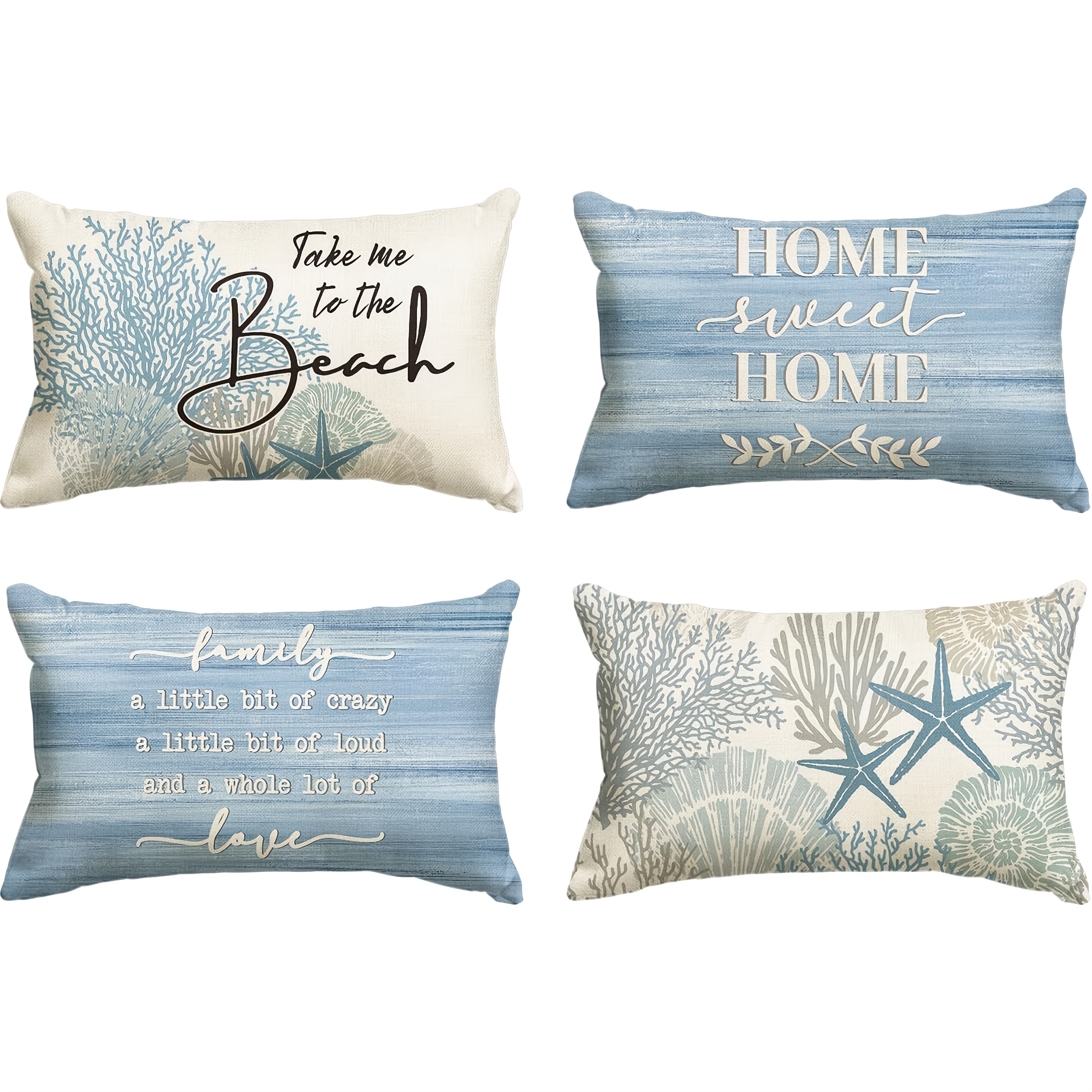 4pcs coastal linen throw pillow covers summer beach decor Temu