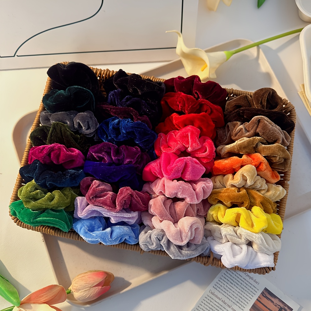 TEMU 9pcs Women's Soft Autumn Winter Hair Scrunchies And Headbands - Large Size Elastic Hair Ties, , Wrinkle-free, , Elastic Headbands,