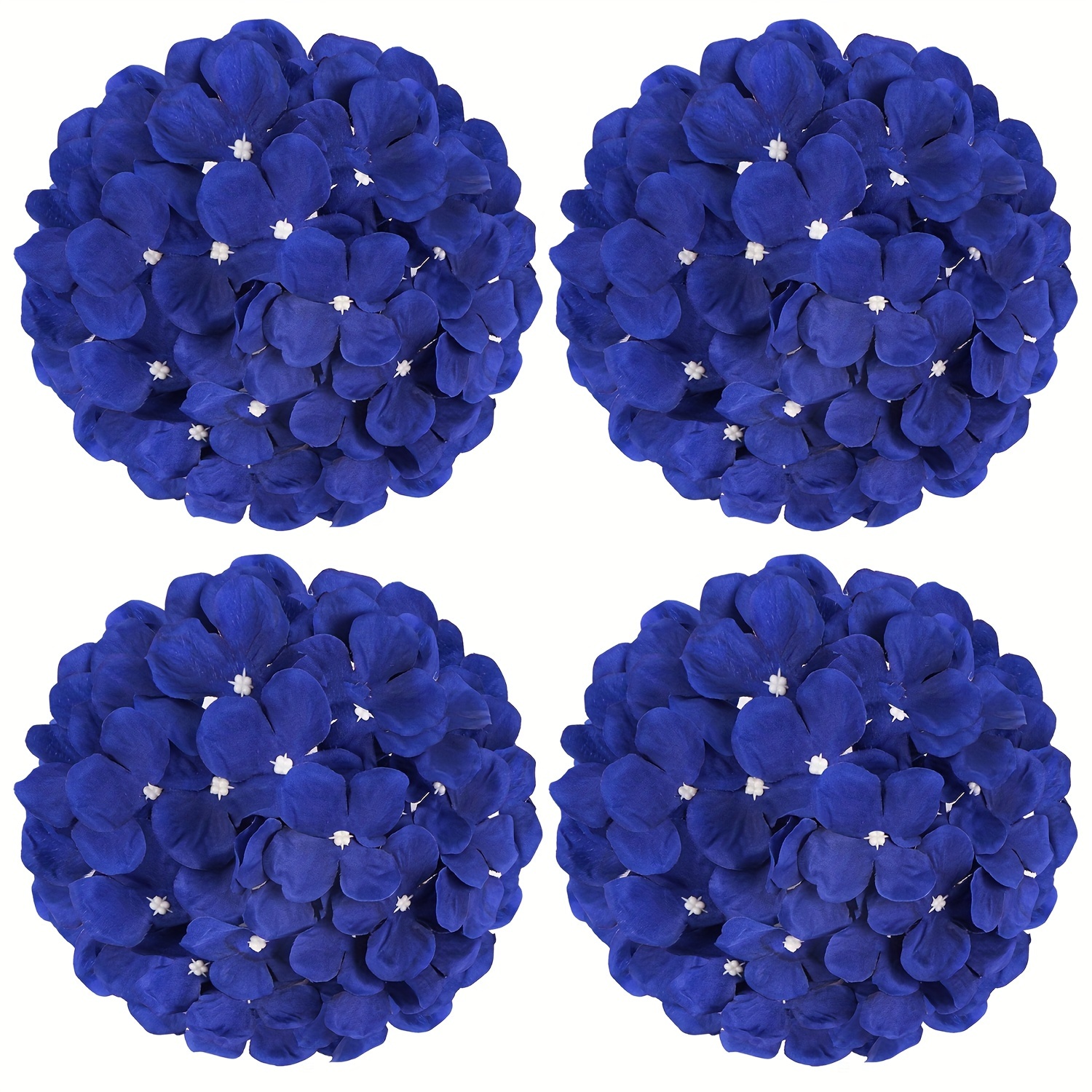 

Wedding And Engagement Decor - 4pcs Artificial Hydrangea Flowers With Stems, Polyester Silk Fake Flower Heads For Home Party Floral Arrangements - Navy Blue