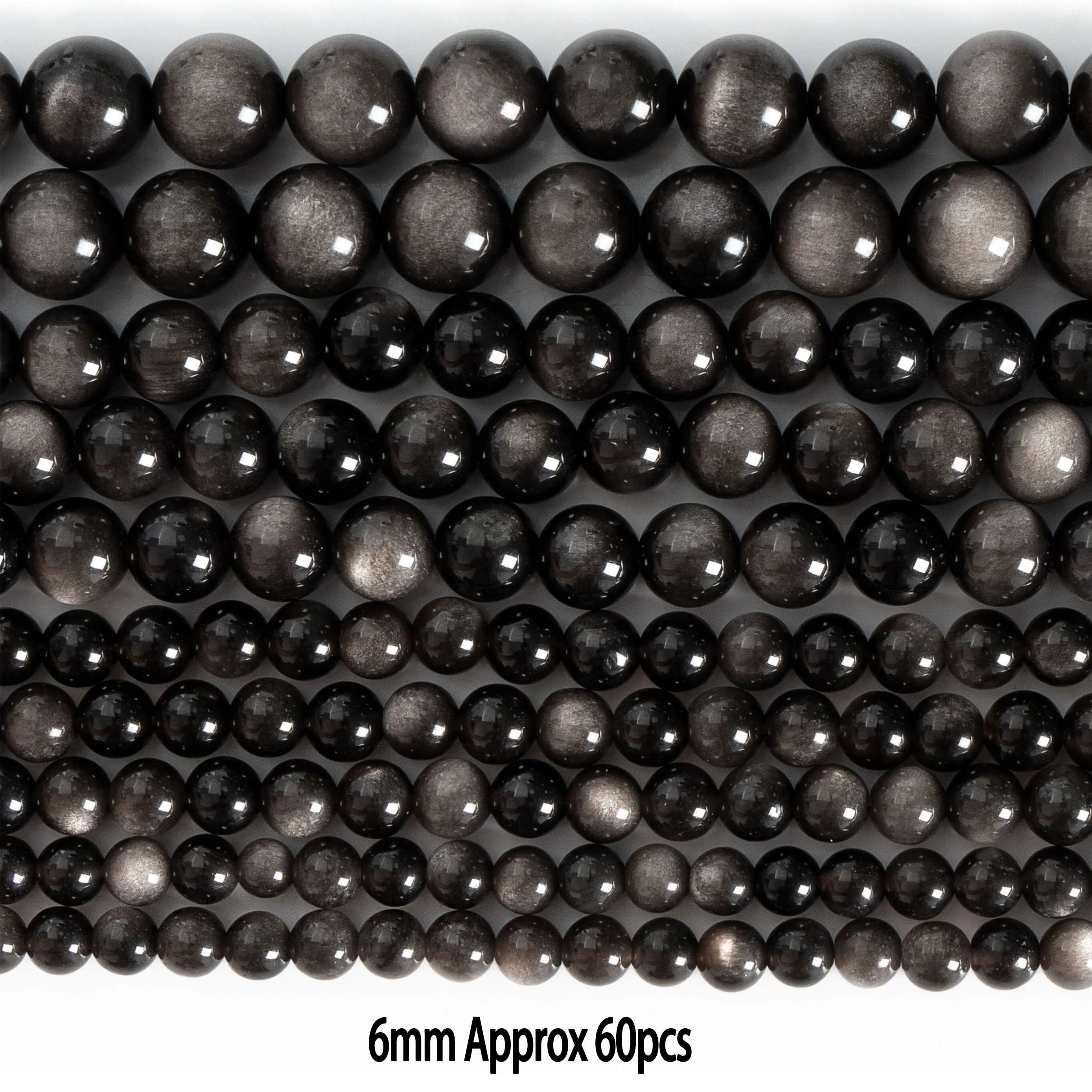 Aaa Natural Silvery Obsidian Gemstone Beads Round Loose Beads For Jewelry Making 6/8/10mm-60/45/35/30pcs