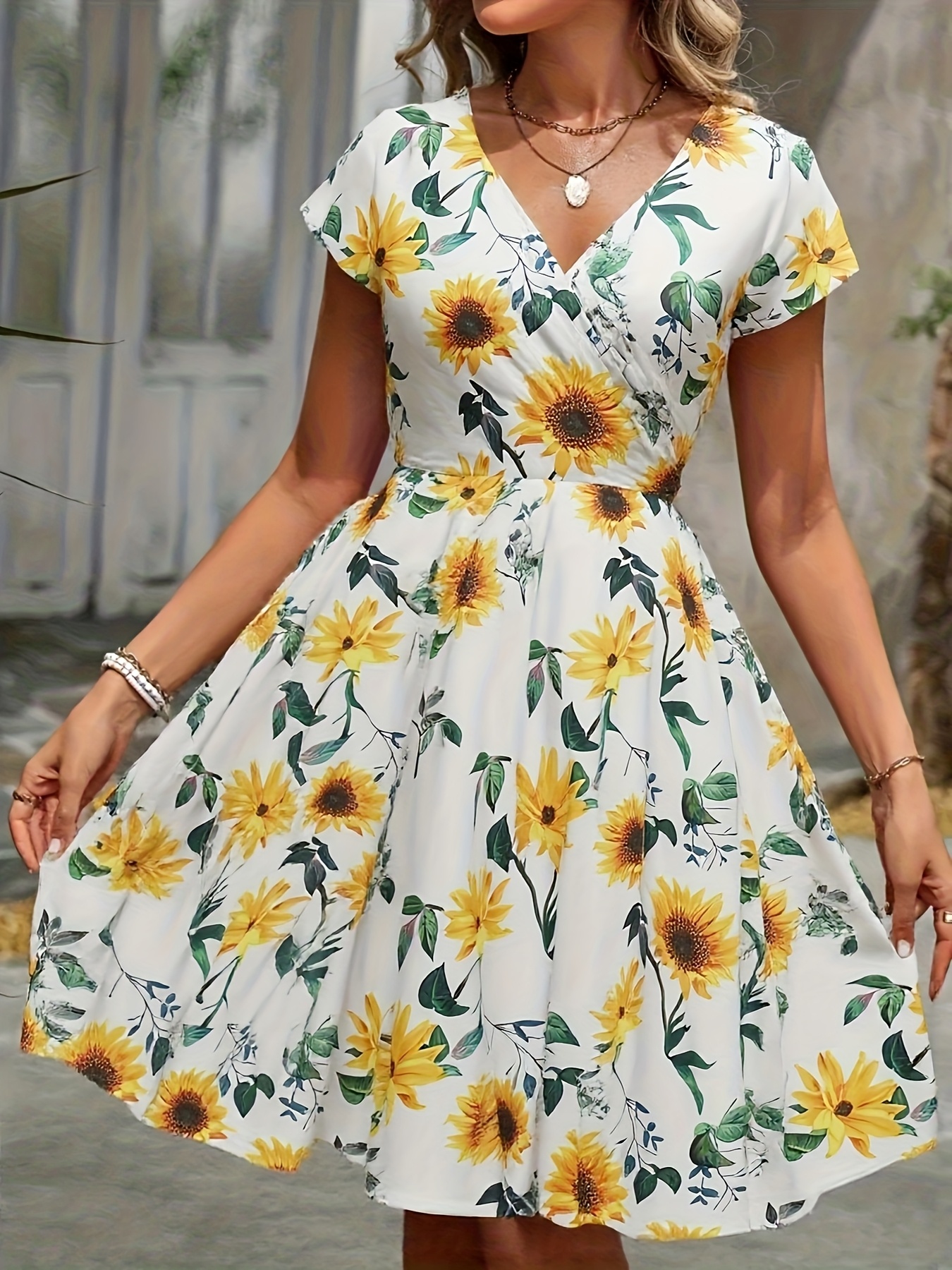 sunflower dresses for women sold on Temu United States