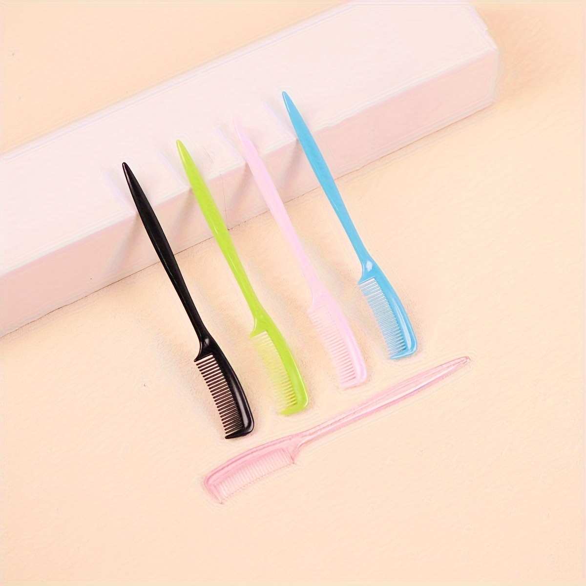 TEMU Mini Eyebrow Or Eyelash Comb, 5pcs Pp Material Eyebrow Comb, Plastic Eyelash Comb, Disposable Eyelash Curler, For Makeup, Microdipping, Eyelash