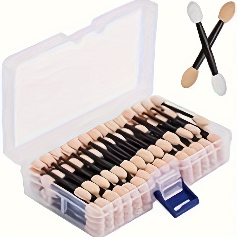 

120pcs Dual Sides Eye Shadow Sponge Applicators With Container, Eyeshadow Brushes Makeup Applicator