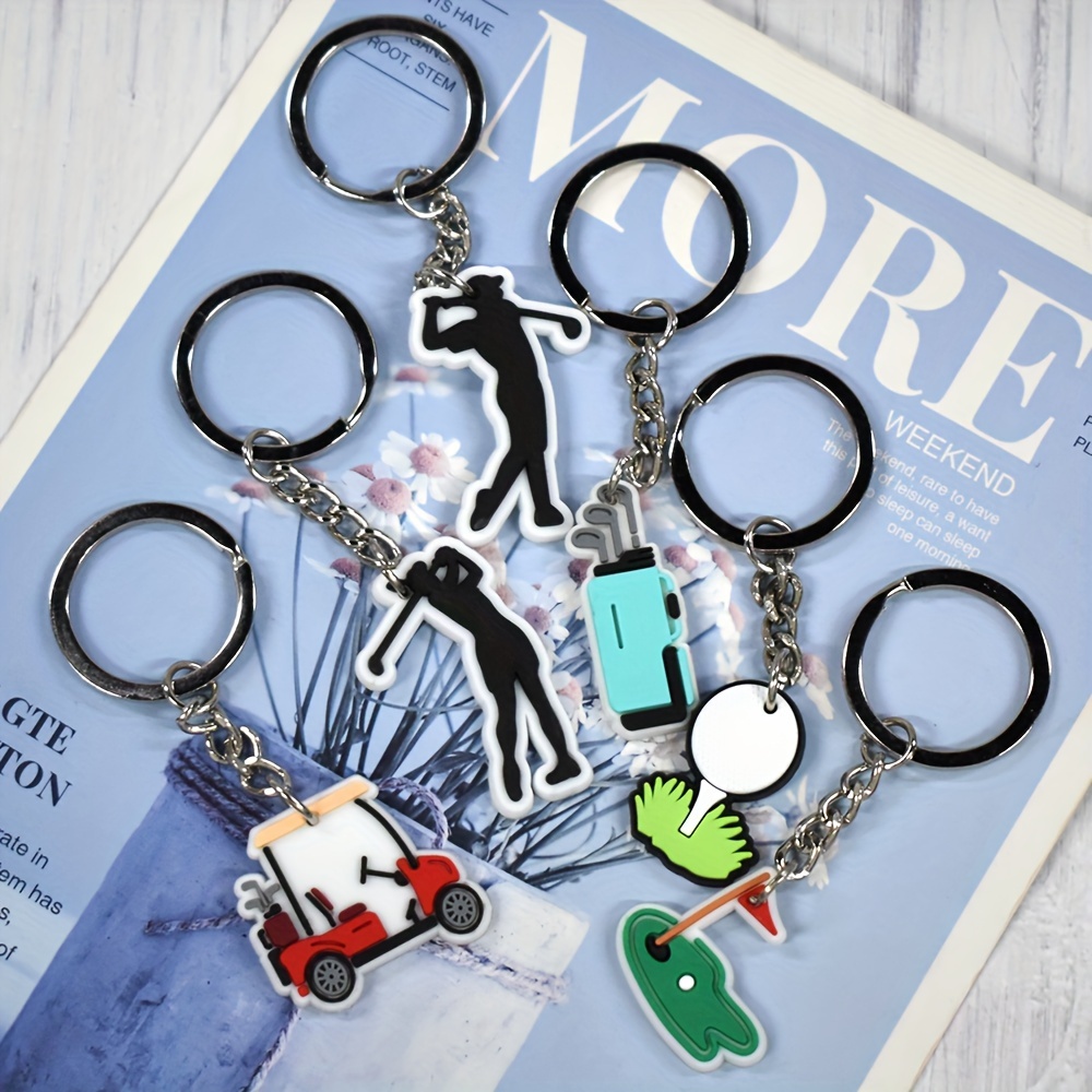 TEMU 6-piece Pvc Golf Keychains Set: Golf Cart, Club Bag, And More - Perfect For Golf Enthusiasts And Birthday Gifts