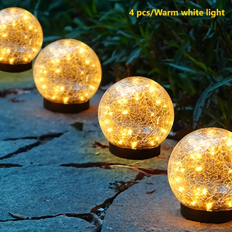 

4pcs/6pcs Garden Light, Solar Glass Ball Waterproof Led Outdoor Decorative Light For Patio, Lawn And Garden, Warm White Light Ip44