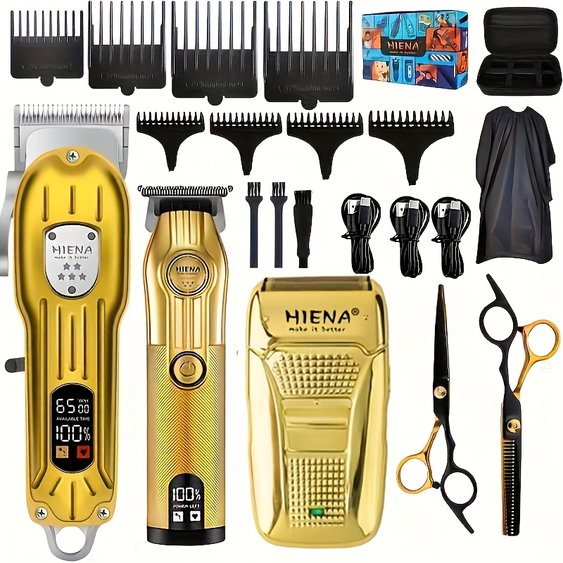 3pcs Professional Hair Clipper Set, USB Rechargeable Electric Razor Fine Cutter Beard Trimmer Razor Cordless Hair Cutting Machine