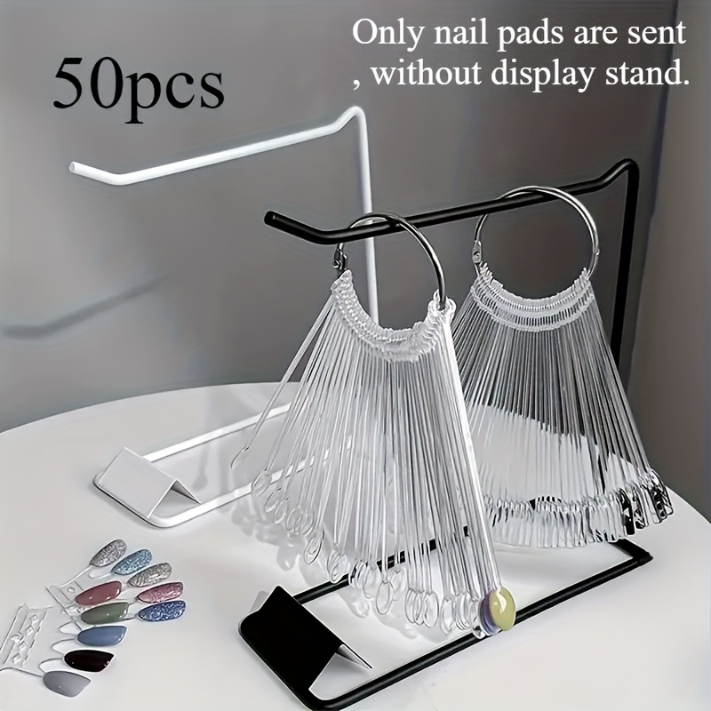 

50pcs Transparent Fan Shaped Nail Polish Display Stand, Nail Palette, Acrylic Practice Sample Holder For Salon And Diy, Tools & Accessories, Unscented