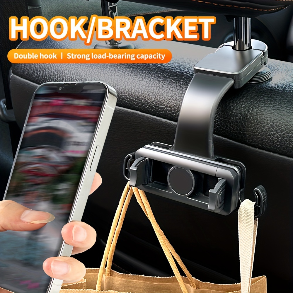 

360° Rotatable Car Headrest Mount, Abs Auto Back Seat Phone Holder, Adjustable Vehicle Bracket With Memory Hose, Non-waterproof Universal Hook/bracket For Smartphones