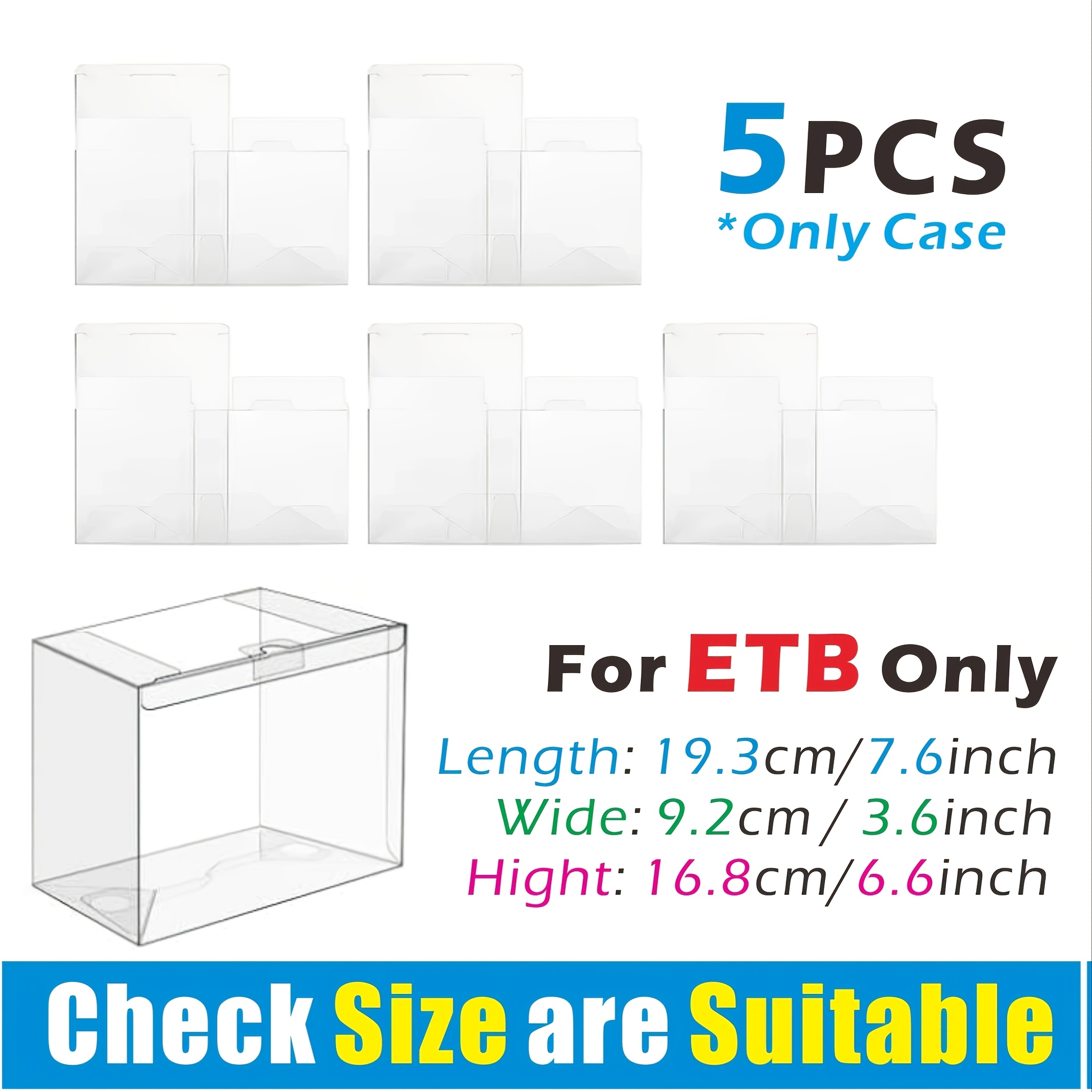 5/10 Transparent Display Cases For Trainer Boxes - 0.45mm Thick Etb Boxes Compatible With Elite Trainer Boxes