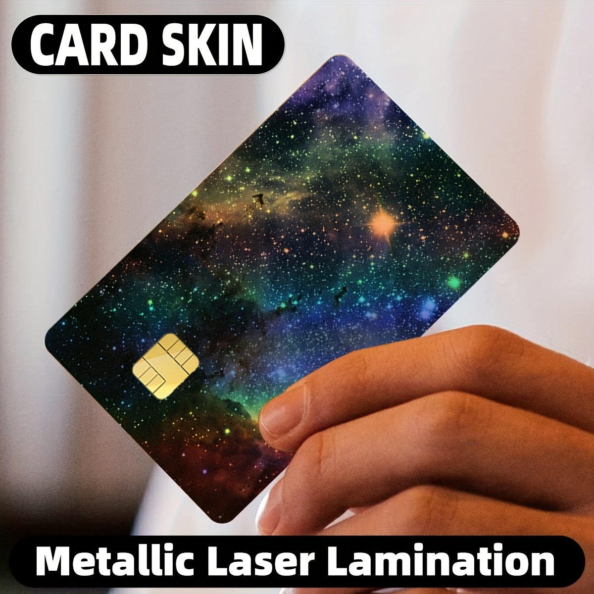 

2pcs -inspired Rfid Blocking Card Skins - Vibrant Design With Metallic Laser Effect, Pvc, Anti-theft Privacy Protection For Credit, Debit, Transit & Cards, 12.6x9.6cm, Ideal Birthday Gift