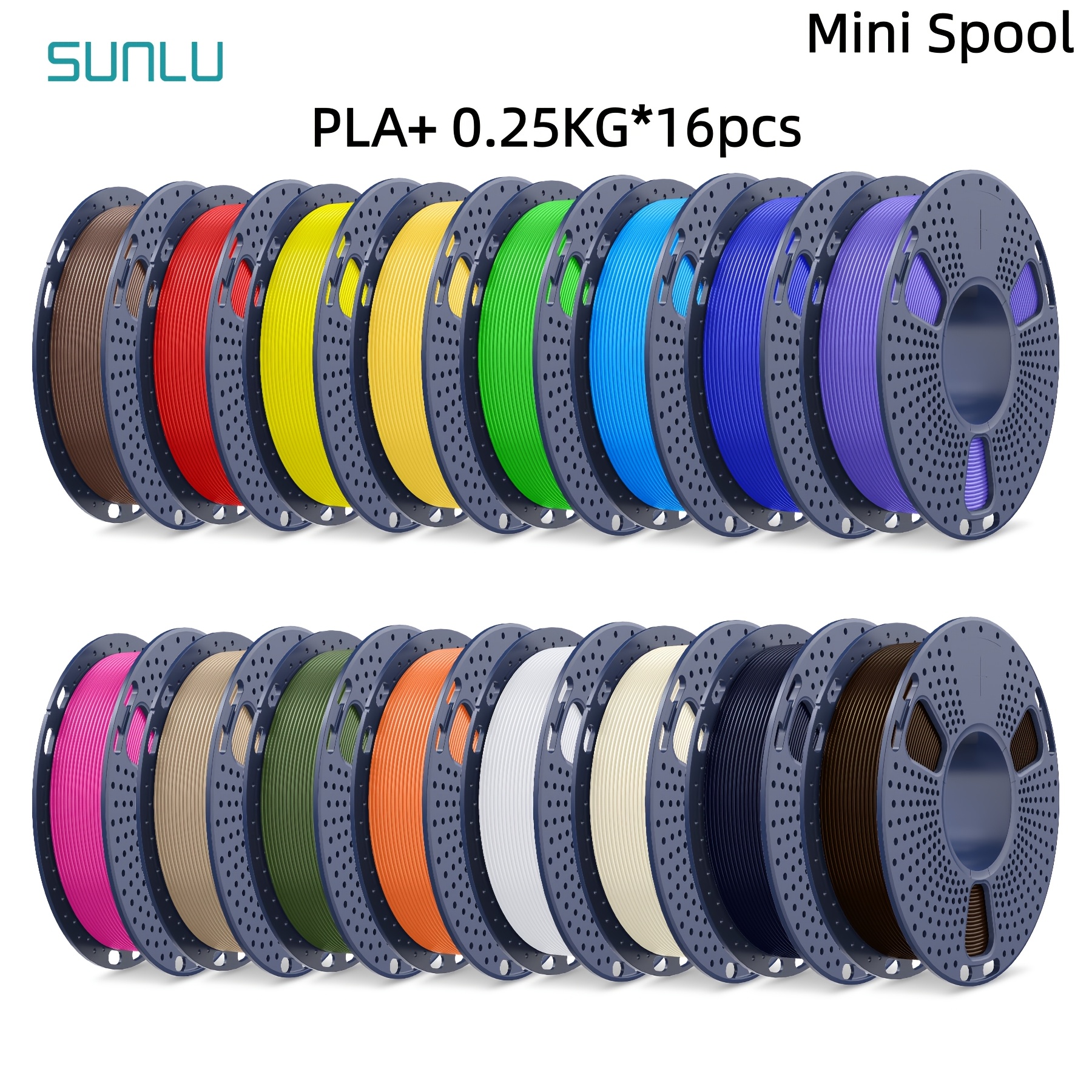 Image of Sunlu 4kg Pla Plus Filament Set, 3d Printing Filament, 16 Pack 0.25kg, 1.75mm, Strength, No Clogging, Smooth Printing, Wide Compatibility, Stronger Than Pla, Total 4kg
