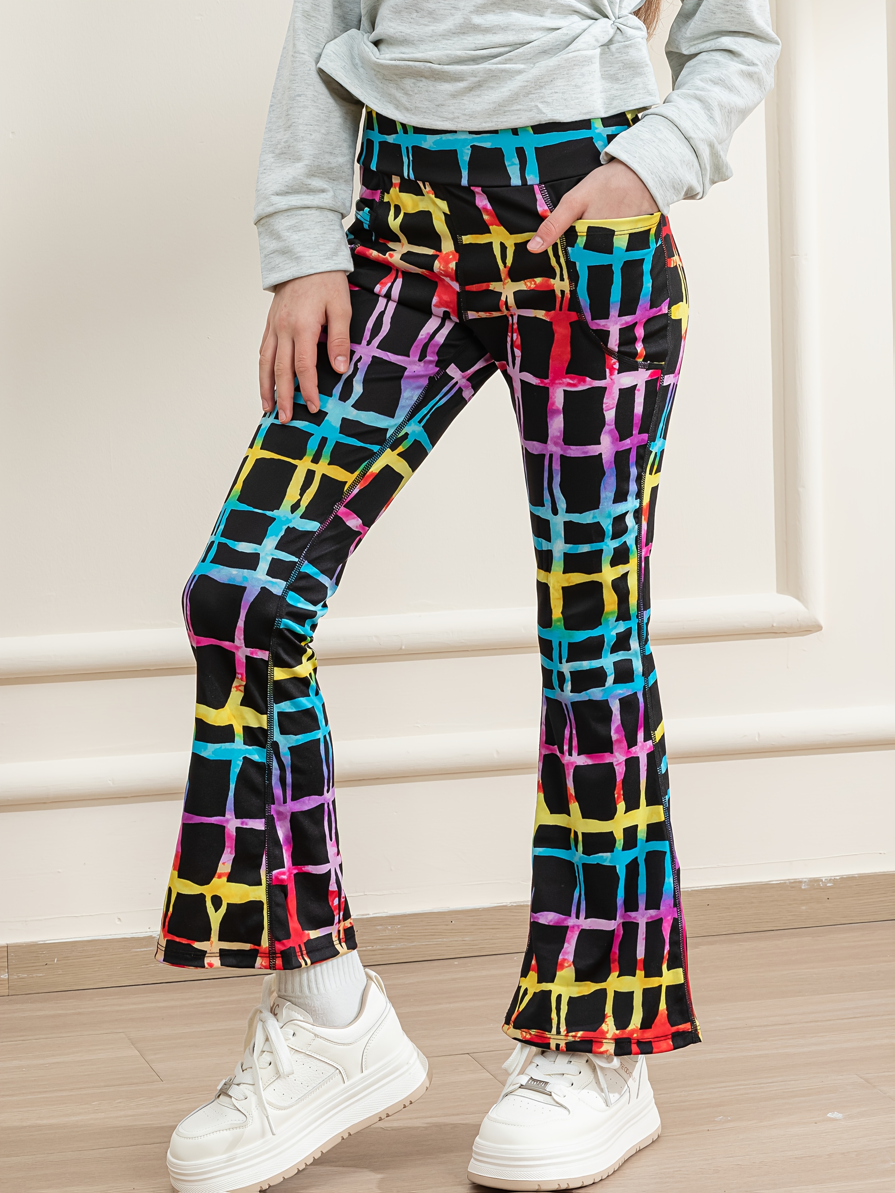 Bell Bottoms Rainbow Checkered Pants Rainbow Jester Unisex Bell