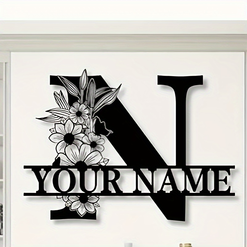 custom floral metal family name sign personalized   door decor unique housewarming gift details 5