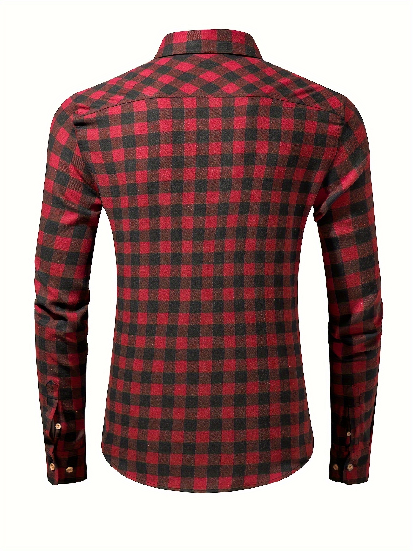 Plaid Print Men's Casual Button Long Sleeve Shirt Men's - Temu