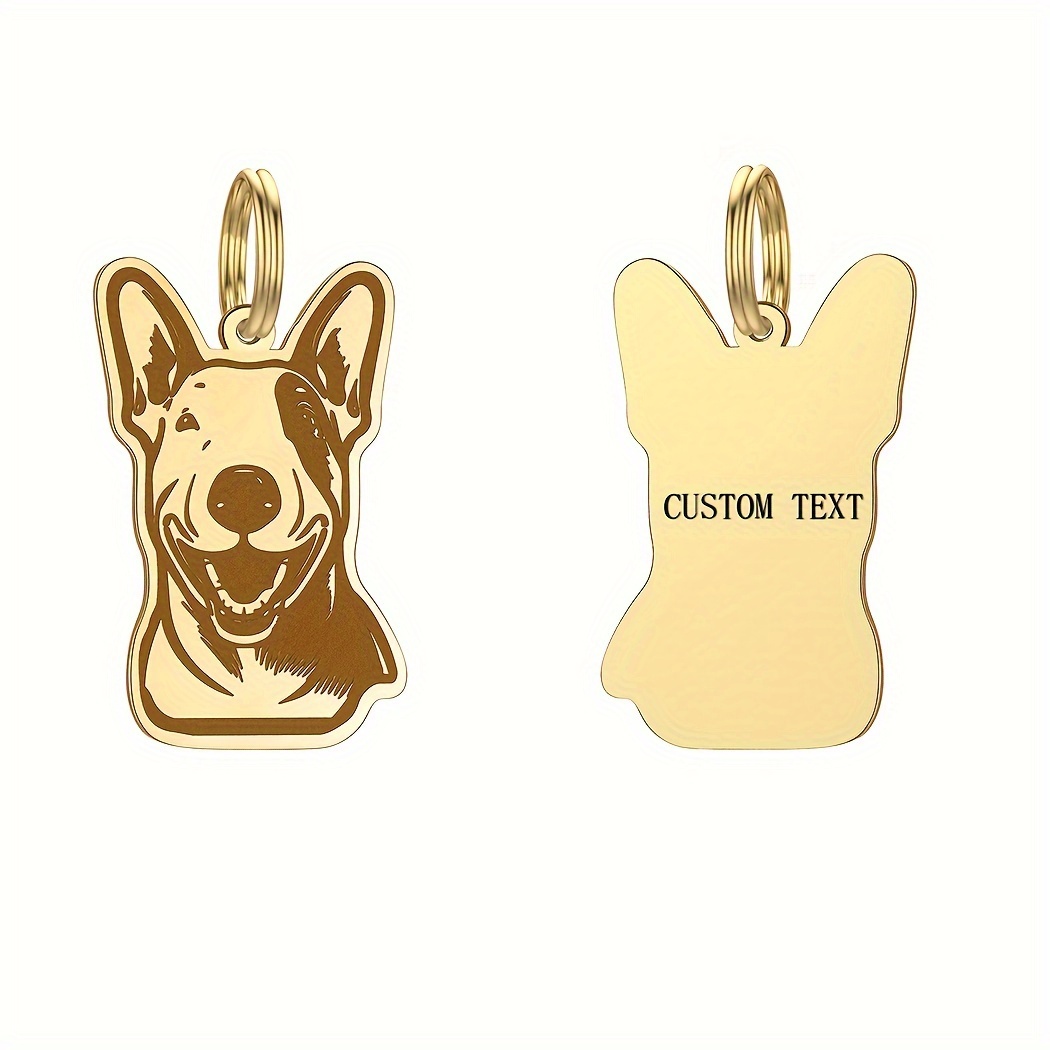 

1pc Customizable Stainless Steel Dog Tag Keychain - Cute Pet Id Nameplate, Personalized Bull Terrier Engraved Keyring, Anti-lost Accessory